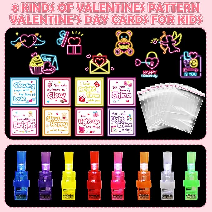 36 Pack Valentines Day Gifts for Kids Classroom LED Finger Lights