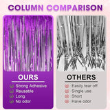 Voircoloria 3 Pack 3.3x8.2 Feet Purple Foil Fringe Backdrop Curtains,