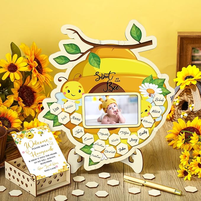 63 Pcs Bee Baby Shower Guest Book Alternatives Set Baby Shower