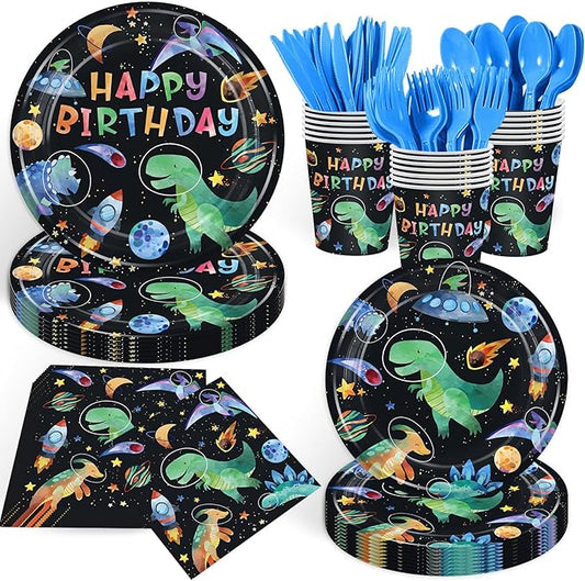 168PCS Dinosaur Party Supllies for Boys Cartoon Dino Birthday Party