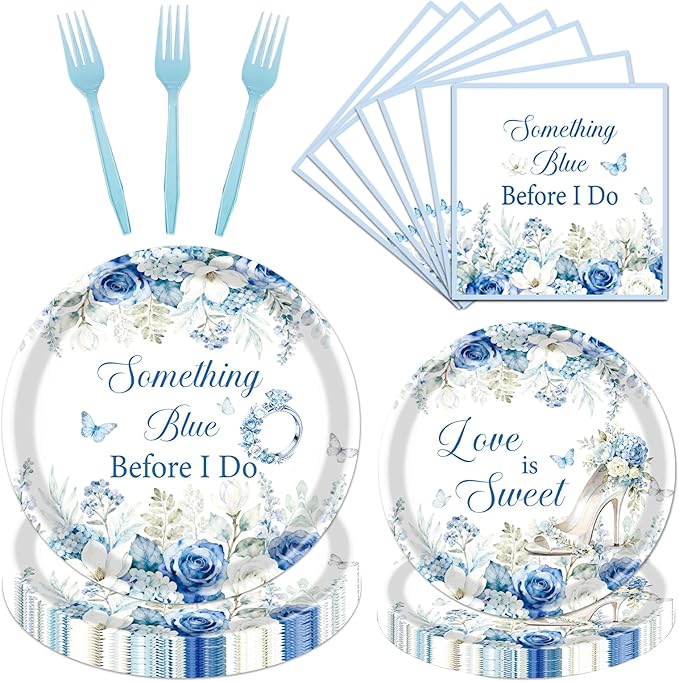 Something Blue Bridal Shower Decorations 96PCS Bachelorette Wedding