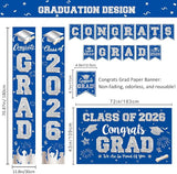 Graduation Decorations Class of 2026, Blue and Silver Graduation