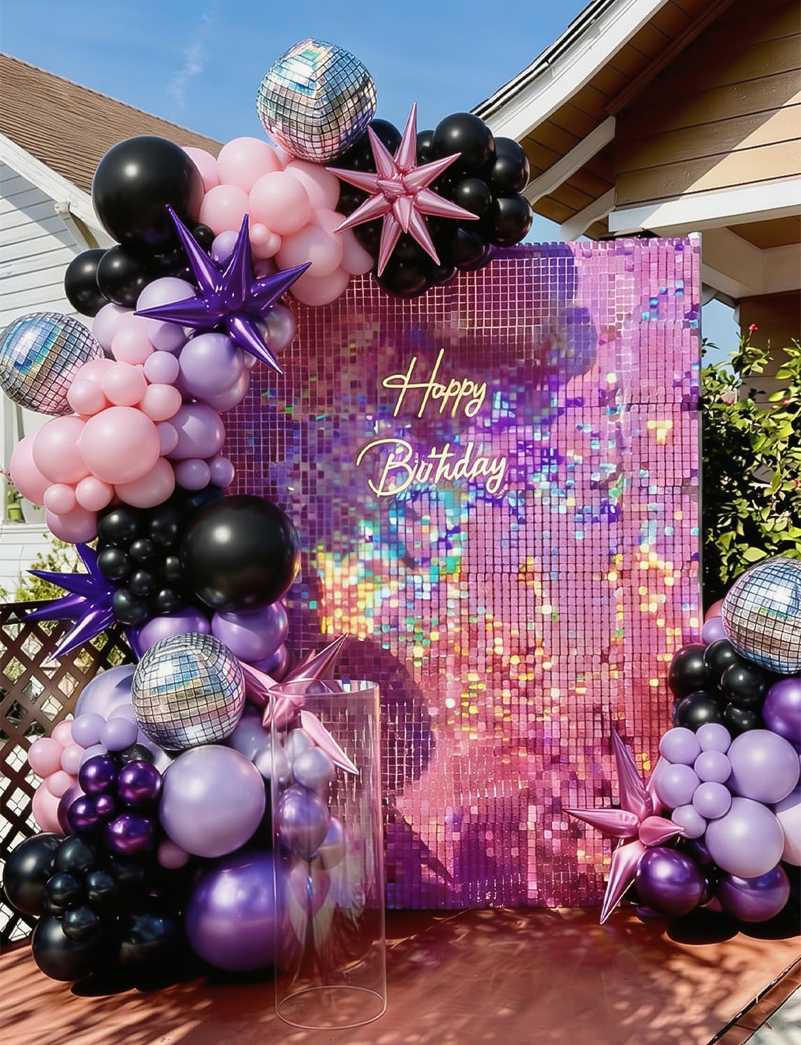 Pink and Purple Balloon Arch Garland Kit, 109PCS Pink Purple Black