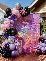 Pink and Purple Balloon Arch Garland Kit, 109PCS Pink Purple Black