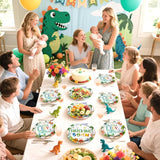 96Pcs Dinosaur Baby Shower Decorations Watercolor Dinosaur Plates