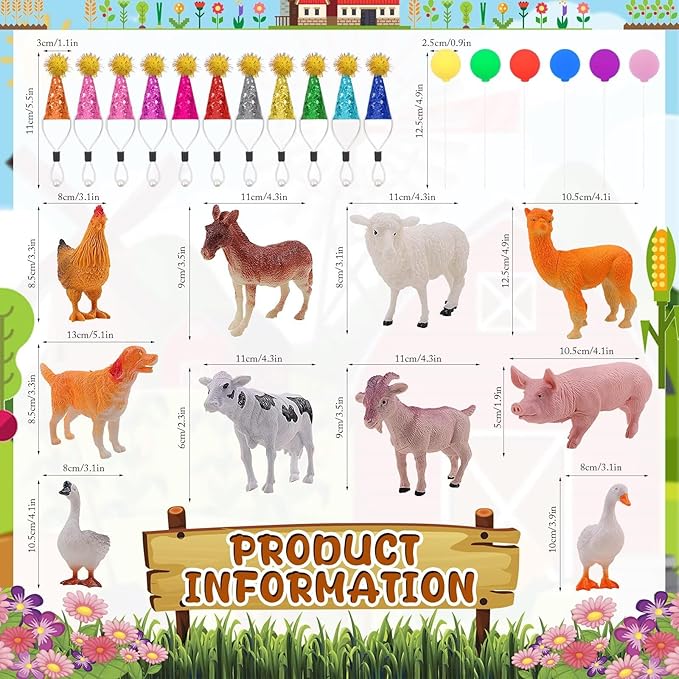 26 PCS Jungle Animal Birthday Party Decorations with Farm Animal