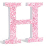 Qunclay Pink Crystal Diamond Letter Wall Decor, Glitter Wooden Bling