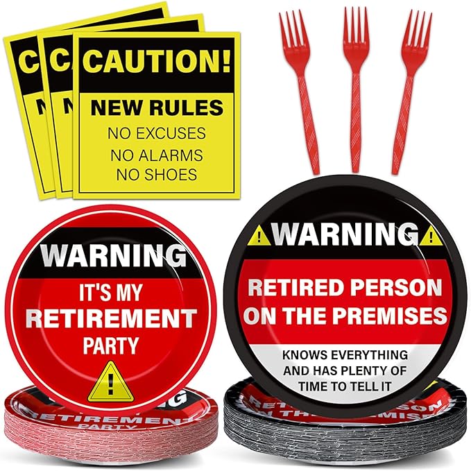 100 Pcs Funny Happy Retirement Party Supplies Caution Retirement