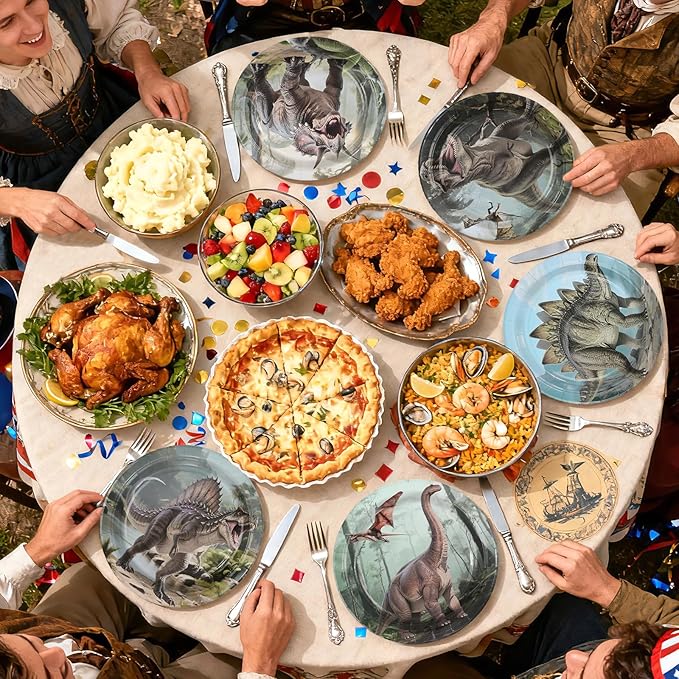 60 Pcs Dinosaur Birthday Decorations Paper Plates 9 Heavy Duty Dino