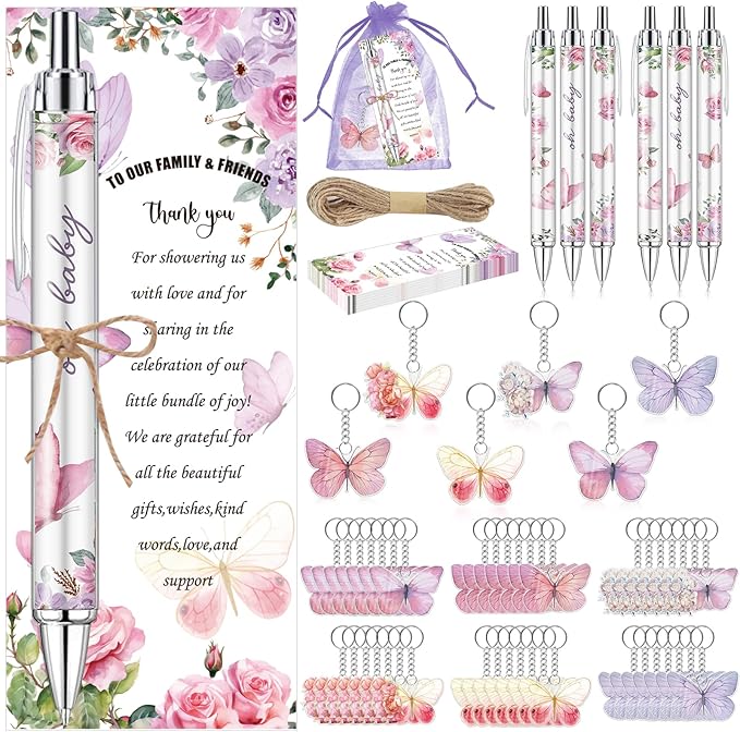 145 Pieces Baby Shower Favors for Guest Butterfly Ballpoint Pens and