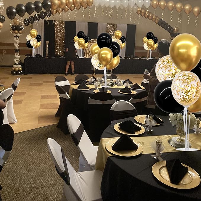 4 Set Black Gold Balloon Centerpieces for Table Balloon Stand Kit