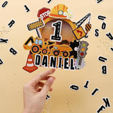 Construction Personalized Cake Topper 3D Dump Truck Crane Theme with