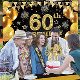 60th Birthday Decorations Men Women with 60th Birthday Banner Black