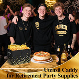 2PCS Black and Gold Utensil Holder Paper Utensil Caddy for Retirement