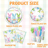 Happy Easter Plates and Napkins 168pcs Easter Party Supplies
