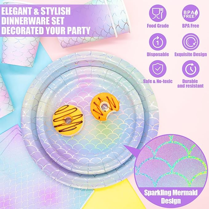 Mermaid Birthday Decorations 242 PCS Girs Party Supplies &