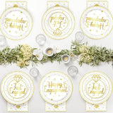 96Pcs Happy Engagement Party Supplies Gold Just Engaged Plates and
