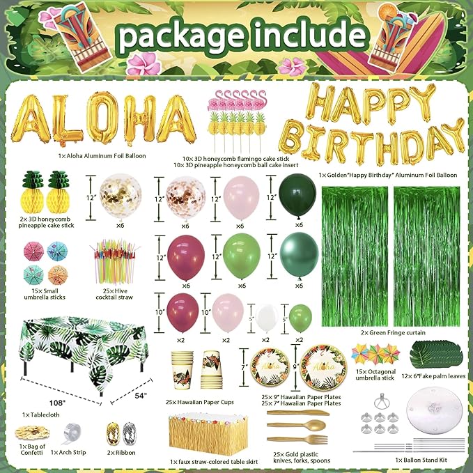 323 Luau Party Decorations Hawaiian Party Decorations Kit For Adults