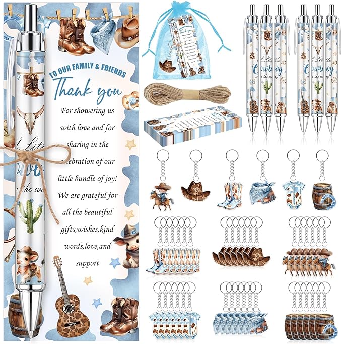 145 Pieces Cowboy Baby Shower Favors for Guest A Little Cowboy is On