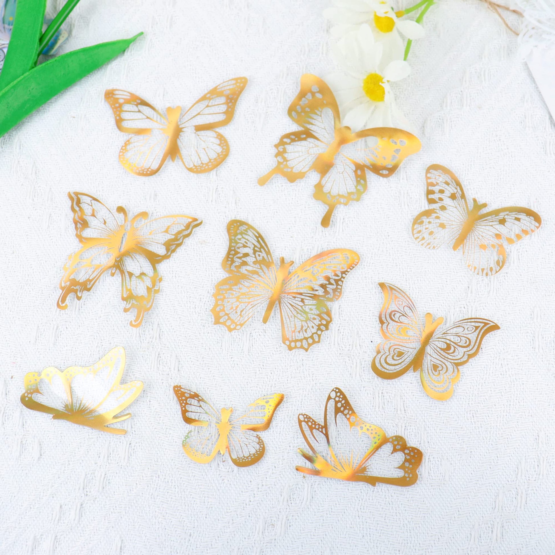 Ercadio 3d 36 Pack Butterfly Cake Toppers Gold and Laser Silver Pvc