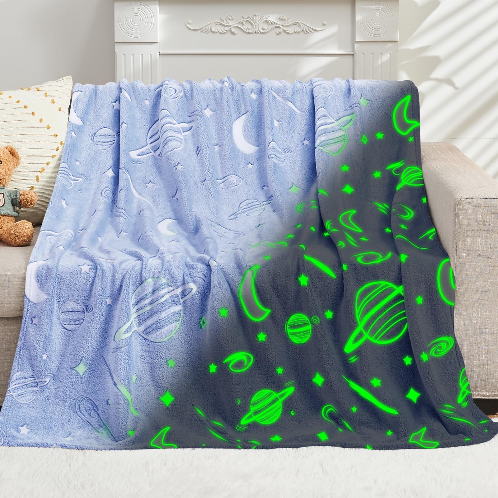 inhand Blue Space Toys Glow in the Dark Stars Blanket Birthday Gifts