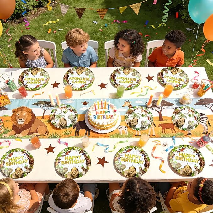 96Pcs African Safari Birthday Party Decorations Supplies Jungle