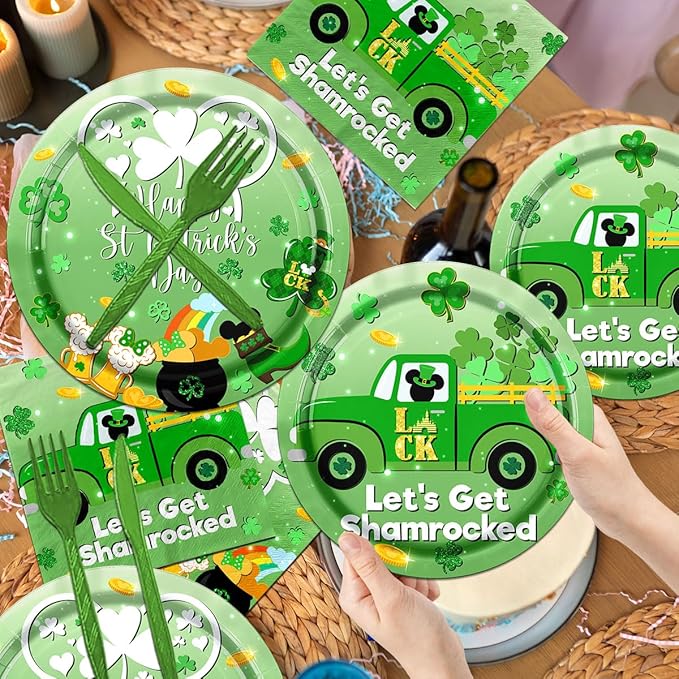 St Patrick's Day Party Supplies 142pcs St Patricks Plates and