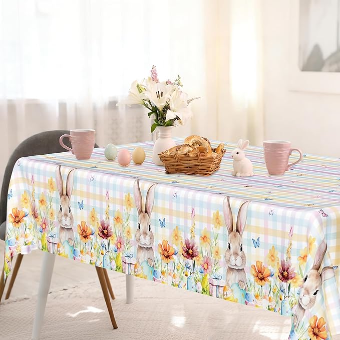 QZYL 2 Pack Easter Tablecloth Disposable, 54" x 108" Easter