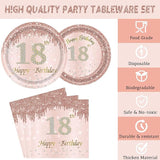 24 Sets 18th Rose Gold Birthday Party Decrations for Girls 18
