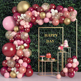 Amandir 162Pcs Burgundy Balloon Garland Arch Kit, Light Pink White