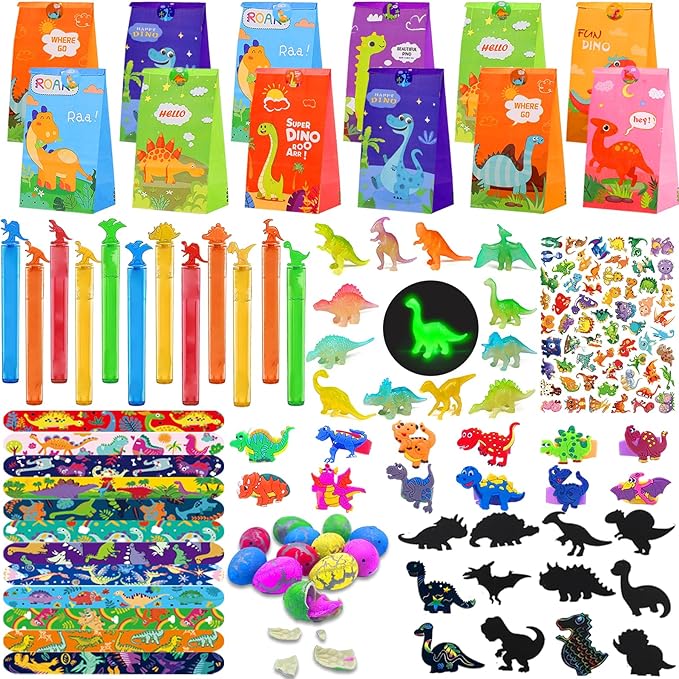 144 Pcs Dinosaur Party Favors for 12 Kids Dino Birthday Party