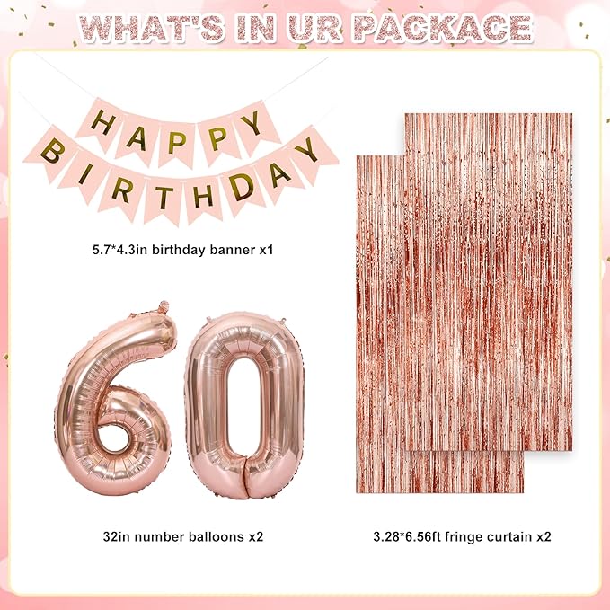 Woman Lady Rose Gold Birthday Party Decorations Rose Gold