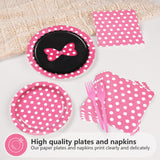 96Pcs Pink Mouse Party Supplies Cartoon Mouse Paper Plates and Napkins