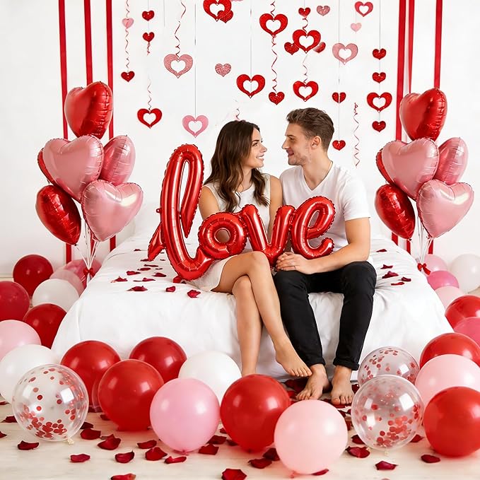 Valentine's Day Decorations Balloons Kit with Red and Pink Heart