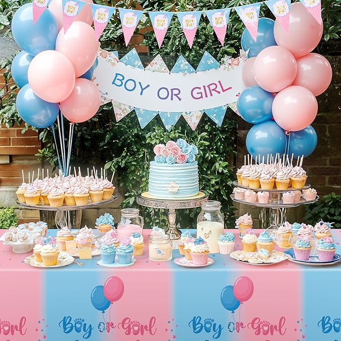 3 Pack Gender Reveal Plastic Tablecloth 54 X 108 Inch Boy or Girl