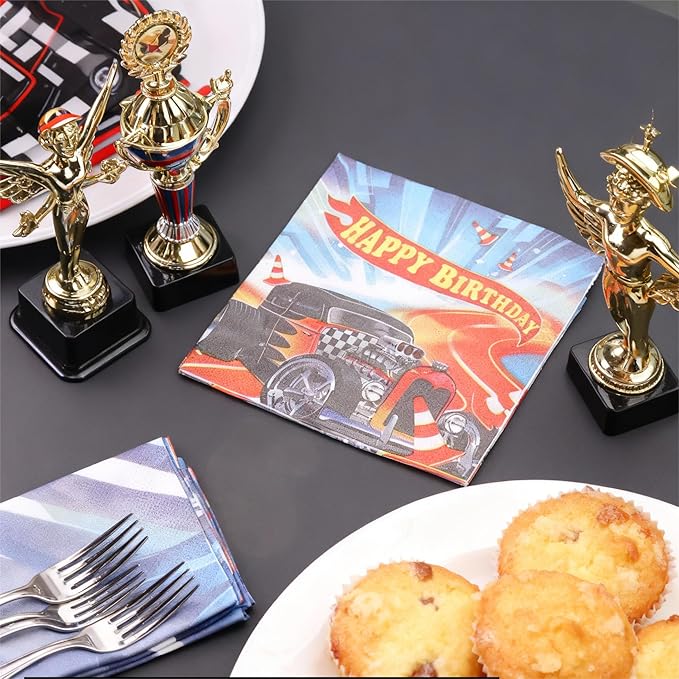 50Pcs Race Car Tableware Dinnerware Set Disposable Hot Car Wheels