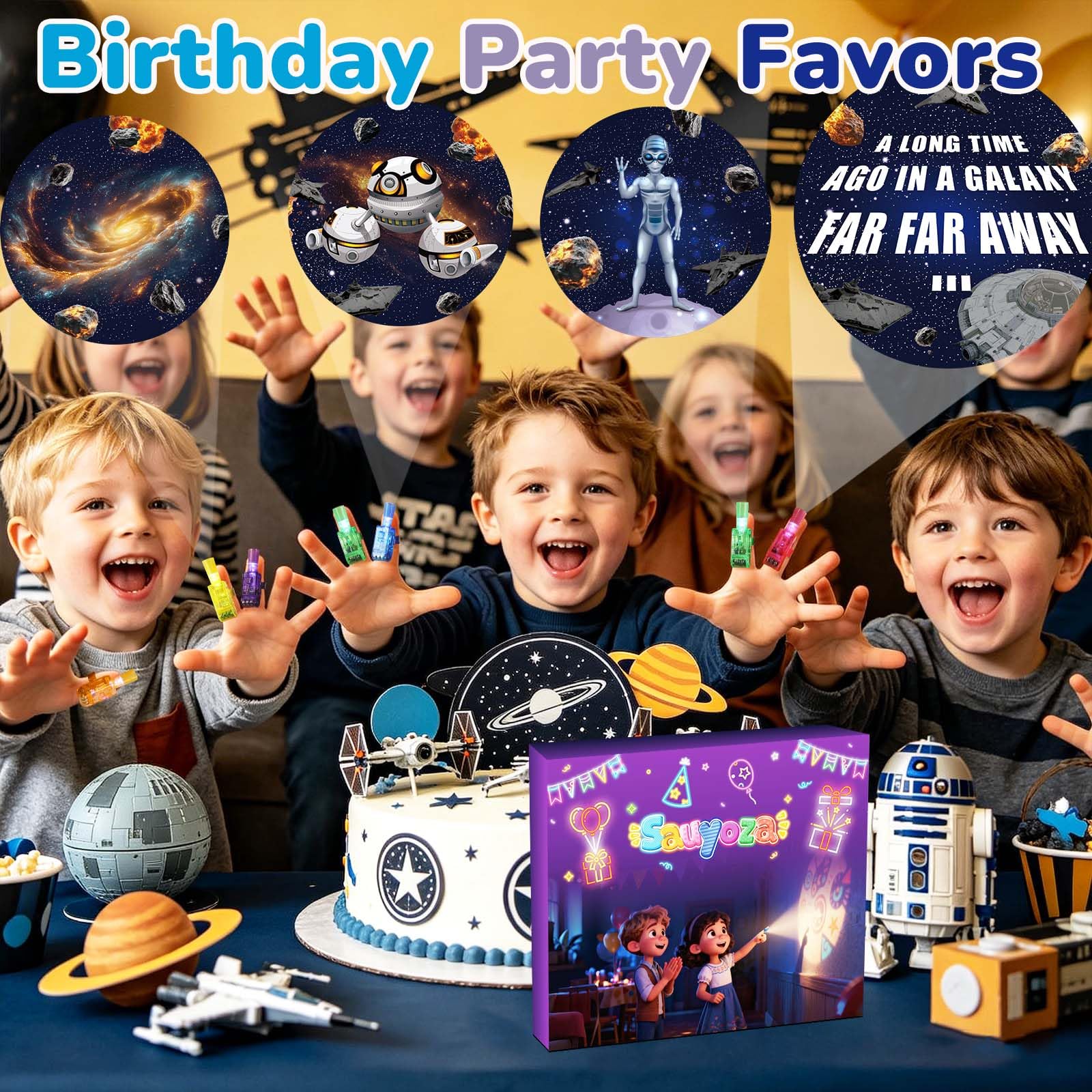 36 Pack Space Party Favors LED Finger Lights for Boys, Star