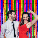 Voircoloria 4 Pack 3.3x8.2 Feet Rainbow Foil Fringe Backdrop
