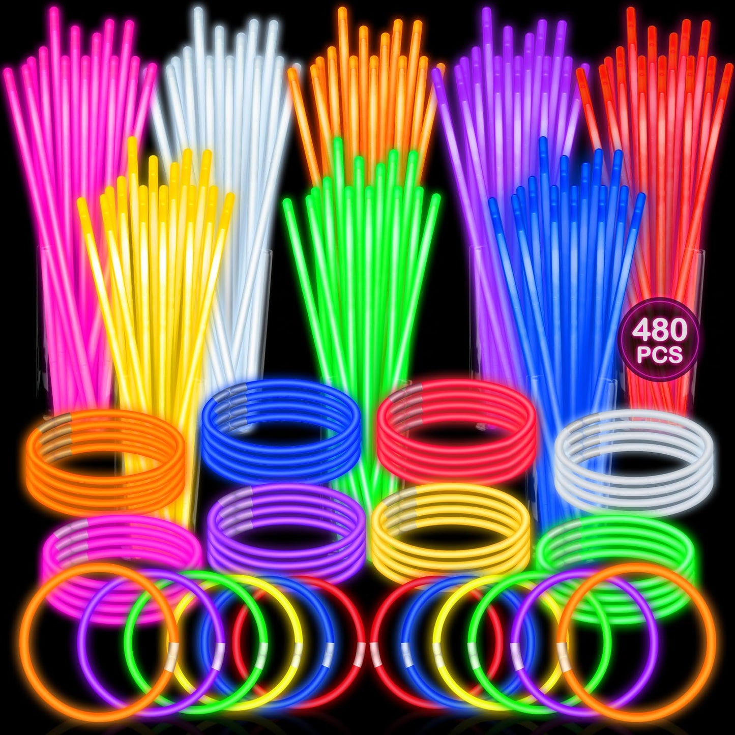 SpringFlower 480 PCS Glow Sticks Bulk Glow Sticks Bracelets For Party