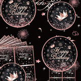 123 Pack Black and Rose Gold Party Supplies Pink Birthday Party