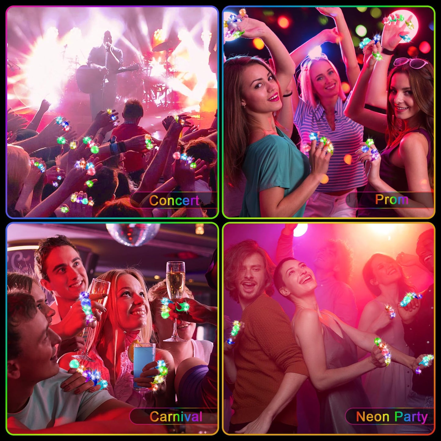 OLUPP Party Favors 100 Pcs Light Up Rings, Glow In The Dark Party