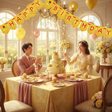 Yellow Beauty Princess Party Supplies 8.2ft Happy Birthday Banner