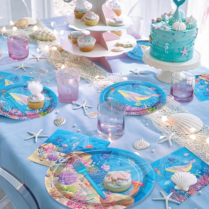 96PCS Under the Sea Party Decorations Ocean Sea Birthday Tableware