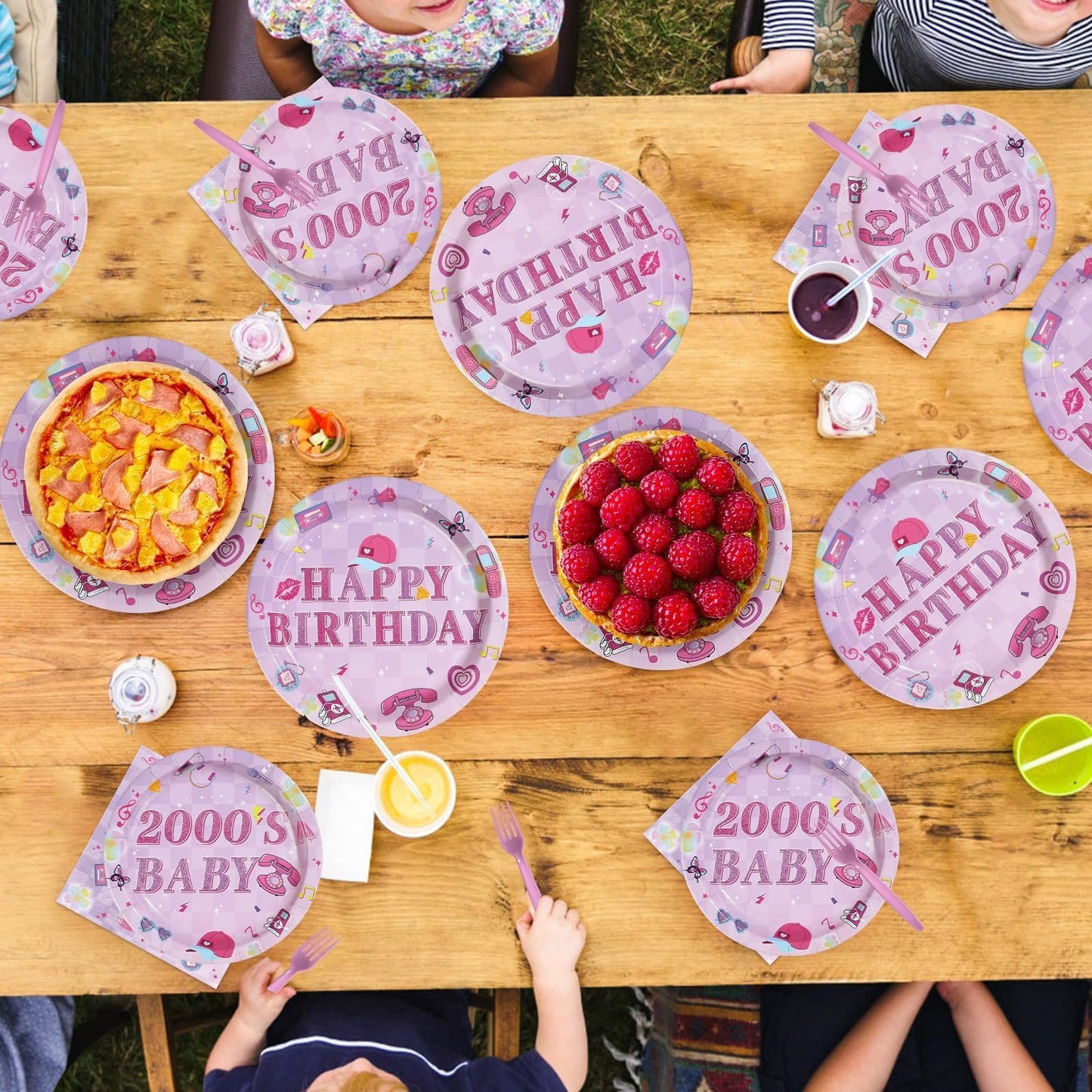 96Pcs 2000s Birthday Party Decorations Y2k Hot Pink Bday Plates and