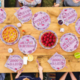 96Pcs 2000s Birthday Party Decorations Y2k Hot Pink Bday Plates and
