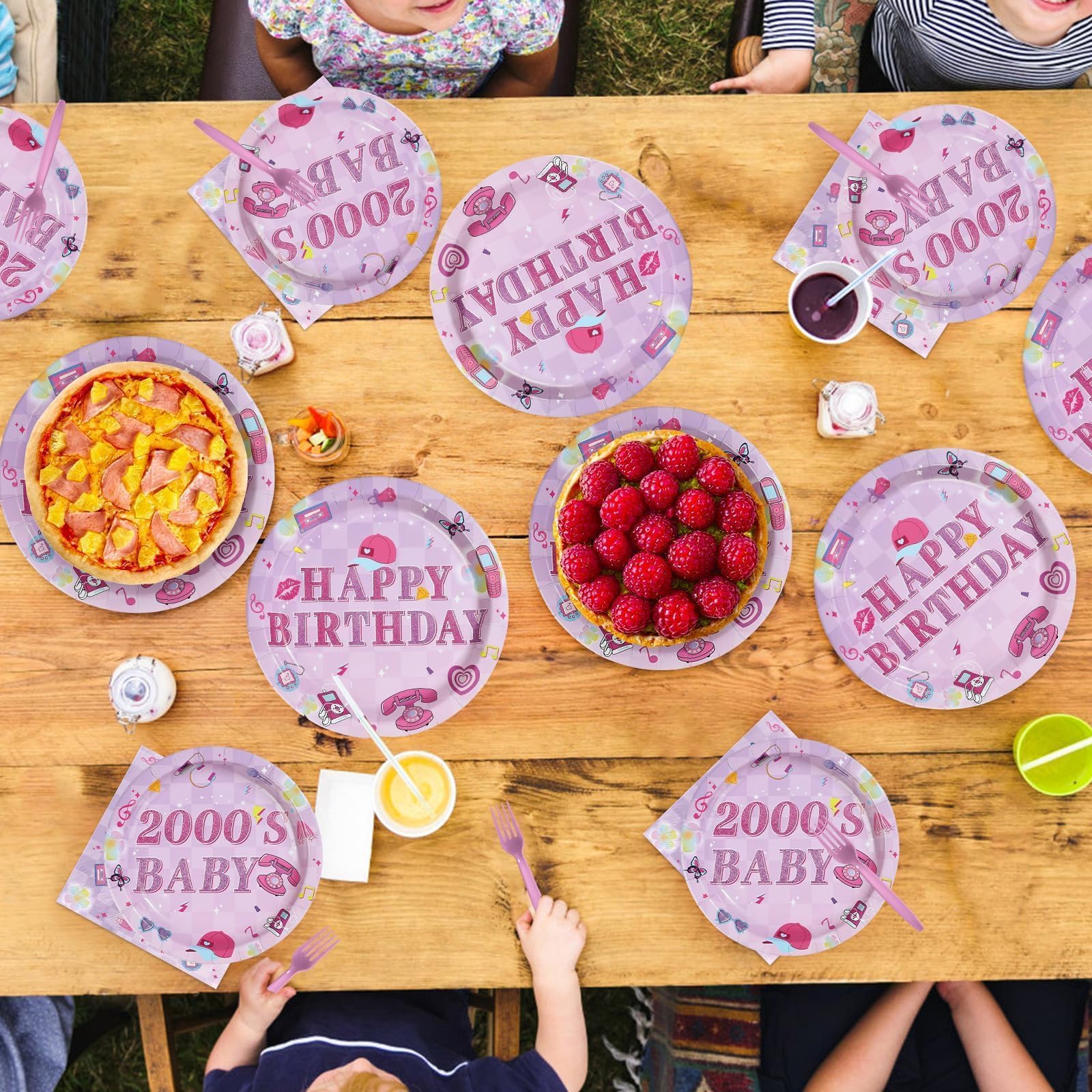96Pcs 2000s Birthday Party Decorations Y2k Hot Pink Bday Plates and