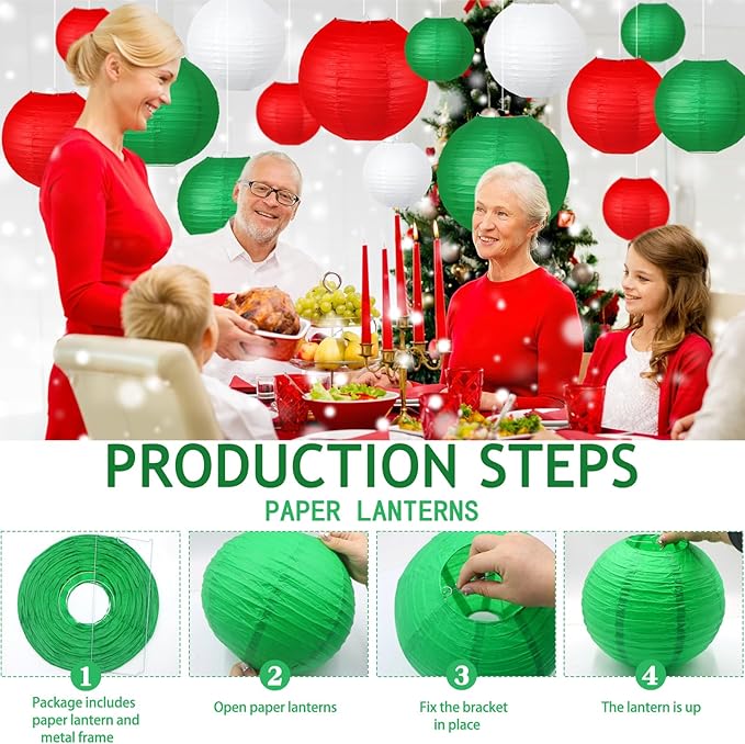 Christmas Party Decorations Red White Green Hanging Paper for Xmas