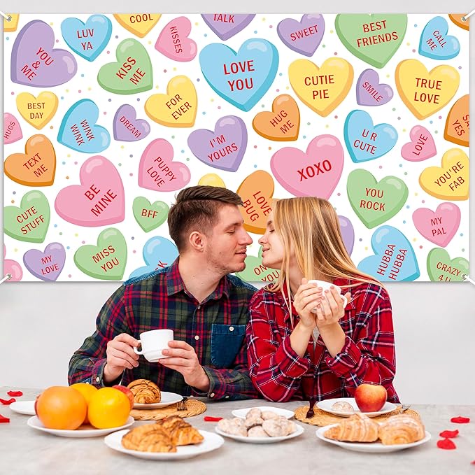 Xtralarge Valentine's Day Conversation Heart Backdrop Banner