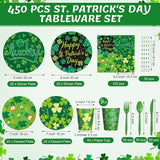 450 Pcs Happy St Patrick's Day Tableware Set Decorations Lucky Green