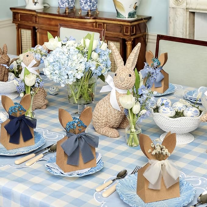 Affrolling 24 Set Boho Bow Easter Bunny Party Favor Bags DIY Bunny #3